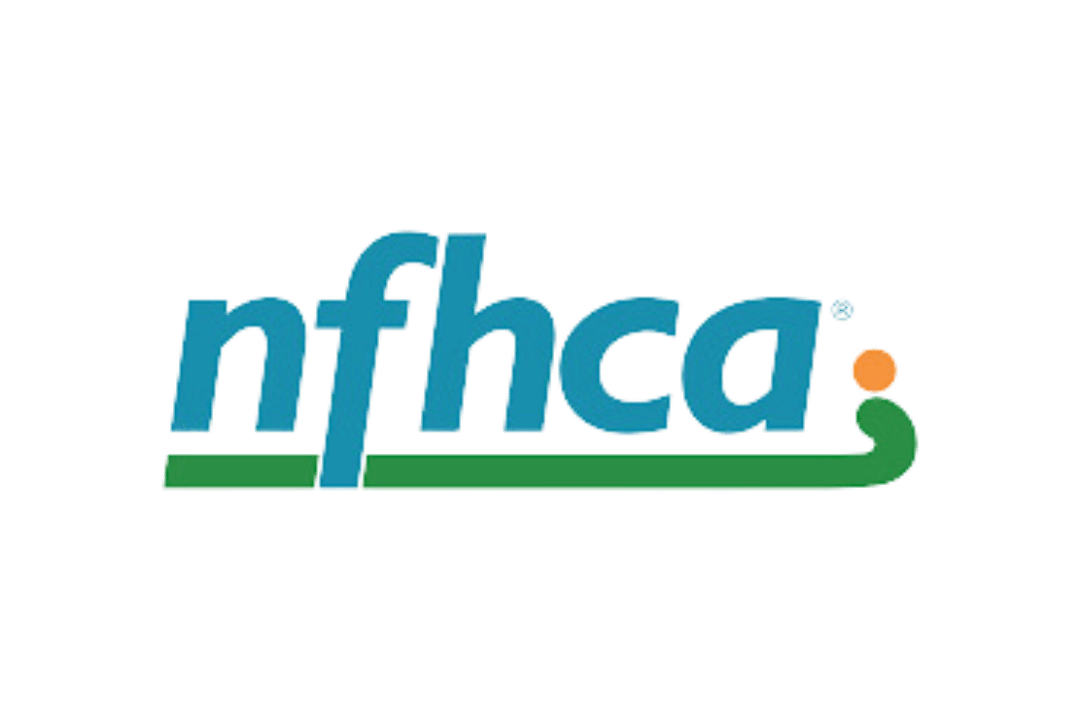 Logo of NFHCA with stylized text and a green and orange underline.